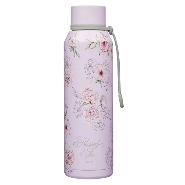Blessed Is She Purple Stainless Steel Water Bottle - Image 1