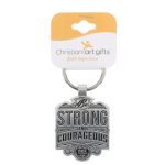 Strong and Courageous Metal Key Ring - Image 2
