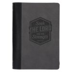Seek the Lord and His Strength Grey Faux Leather Journal with Zipped Closure - Image 3