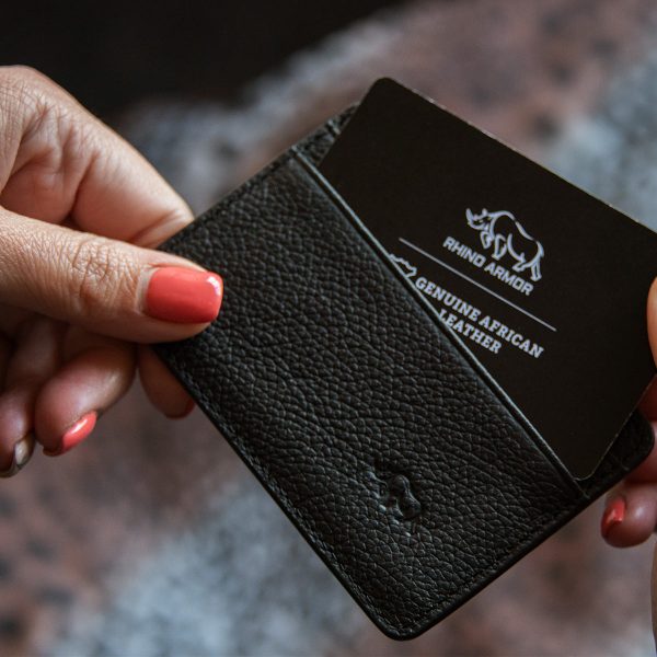 Genuine African Leather Matt Black Card And ID Holder - Image 9