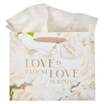 Mr. and Mrs. - Love Is Patient Love Is Kind Large Landscape Gift Bag with Gift Tag - Image 3