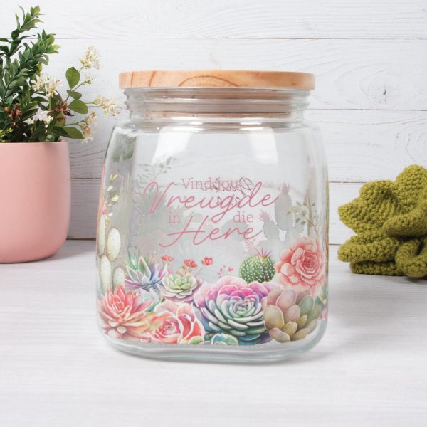 Vind Vreugde in die Here Afrikaans Glass Cookie Jar with Bamboo Lid - Image 5