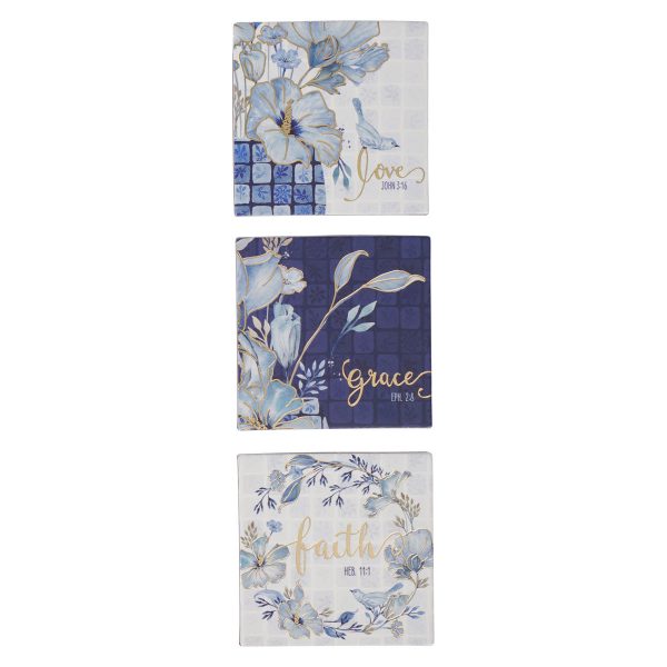Love Grace Faith Blue Floral Three-Piece Magnetic Set - Image 7