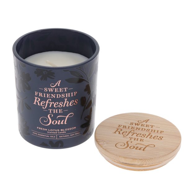 A Sweet Friendship Refreshes the Soul Lotus Blossom Scented Candle with Bamboo Lid - Image 8