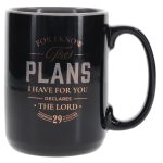 I Know the Plans Black Ceramic Mug with Grey Interior - Image 3