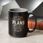 I Know the Plans Black Ceramic Mug with Grey Interior - Image 4