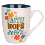 Faith Hope Love Ceramic Mug with Blue Interior - Image 3