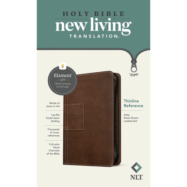 NLT Filament Thinline Reference Bible, Rustic Brown With Zip (Imitation Leather) - Image 8