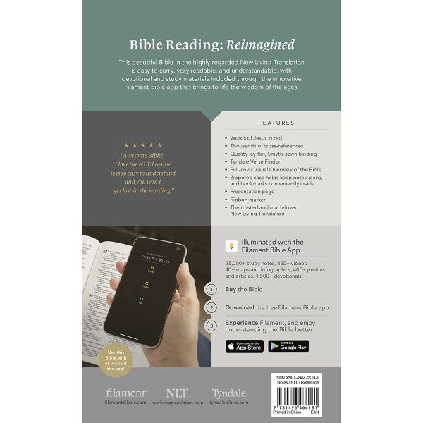 NLT Filament Thinline Reference Bible, Rustic Brown With Zip (Imitation Leather) - Image 9