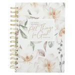 God Works Together All Things for Good White Floral Large Hardcover Wirebound Journal - Image 2