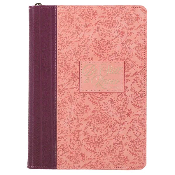 Be Still and Know Pink and Burgundy Faux Leather Journal - Image 3
