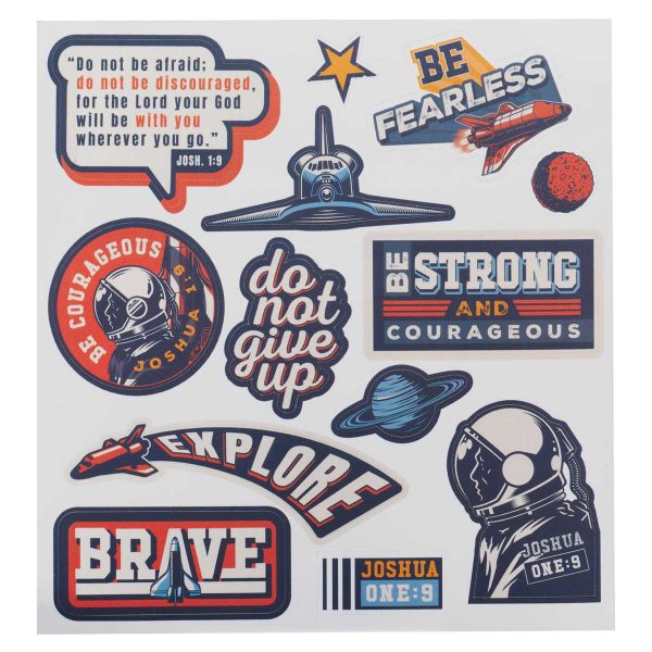 Be Strong & Courageous Navy Blue Stainless Steel Water Bottle with Decorative Sticker Sheet - Image 13