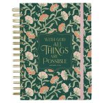 With God All Things are Possible Green Chunky Hardcover Wirebound Journal with Elastic Closure - Image 3