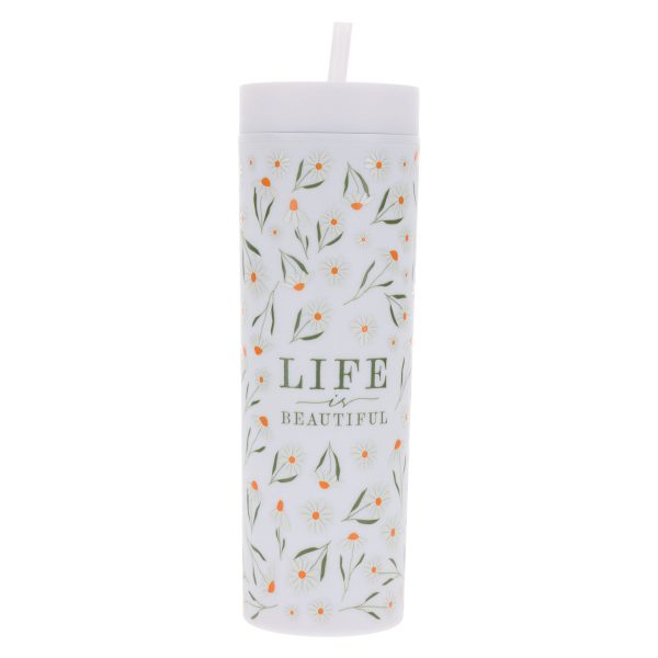 Life Is Beautiful Plastic Tumbler With Straw - Image 10