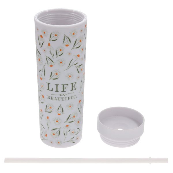 Life Is Beautiful Plastic Tumbler With Straw - Image 14