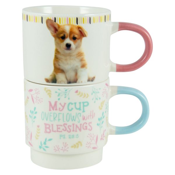 My Cup Overflows With Blessings Stackable Two Piece Ceramic Mug Set - Psalms 23:5 - Image 7