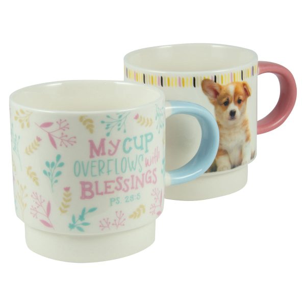 My Cup Overflows With Blessings Stackable Two Piece Ceramic Mug Set - Psalms 23:5 - Image 9