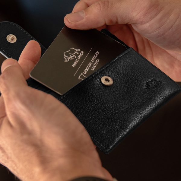Genuine African Leather Gloss Black Wallet With Clip Closure - Image 16