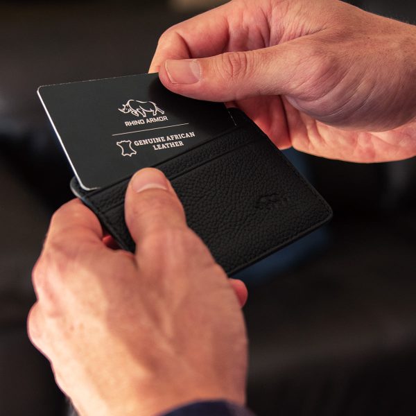 Genuine African Leather Matt Black Card And ID Holder - Image 13