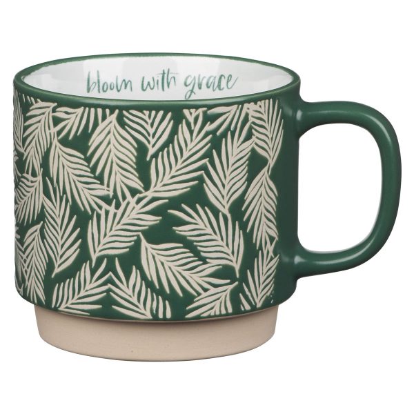 Bloom With Grace Dark Green Ceramic Mug With Leaf Motif - Image 7