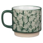 Bloom With Grace Dark Green Ceramic Mug With Leaf Motif - Image 8