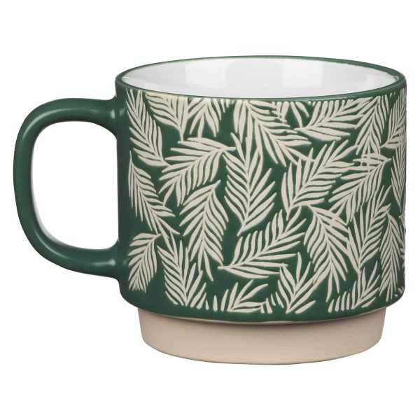 Bloom With Grace Dark Green Ceramic Mug With Leaf Motif - Image 8