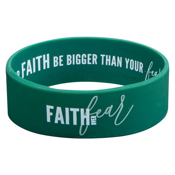 Faith Over Fear Green Silicone Wristband - Image 3