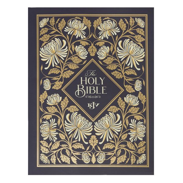 KJV Navy Floral Paperback Outreach Bible - Image 1