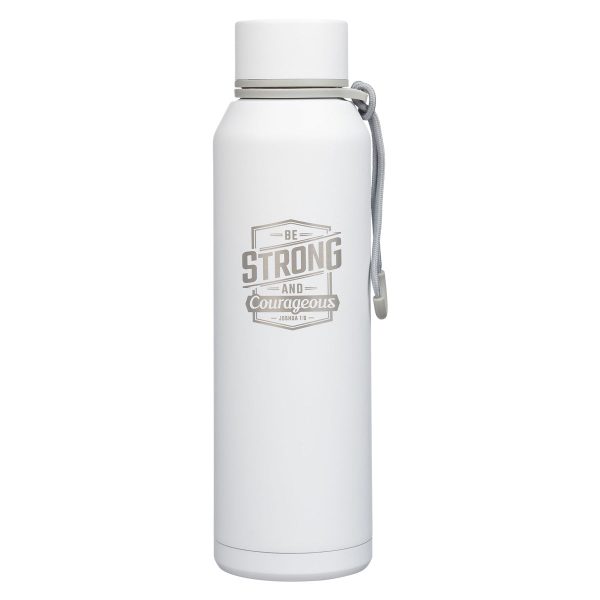 Be Strong and Courageous White Stainless Steel Water Bottle - Image 7