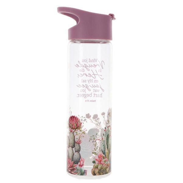 Vind Jou Vreugde in die Here en Hy Sal Jou Gee Wat Jou Hart Begeer Afrikaans Glass Water Bottle - Image 8