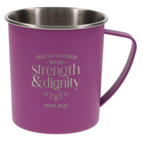 She Is Clothed with Strength and Dignity Stainless Steel Camp Style Mug - Image 5