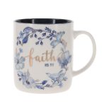Faith Floral Ceramic Mug with Navy Blue Interior - Image 5