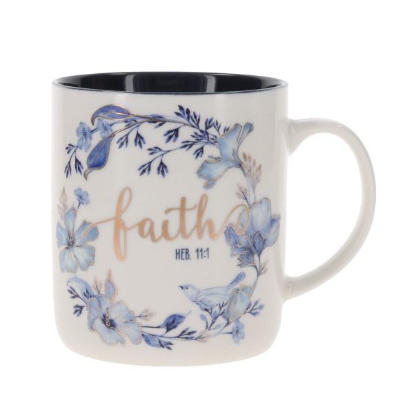 Faith Floral Ceramic Mug with Navy Blue Interior - Image 5