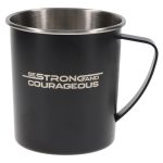 Be Strong and Courageous Black Stainless Steel Camp Style Mug - Image 5