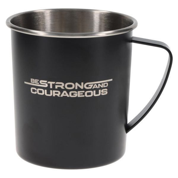 Be Strong and Courageous Black Stainless Steel Camp Style Mug - Image 5