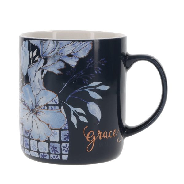 Grace Floral Navy Blue Ceramic Mug - Image 5