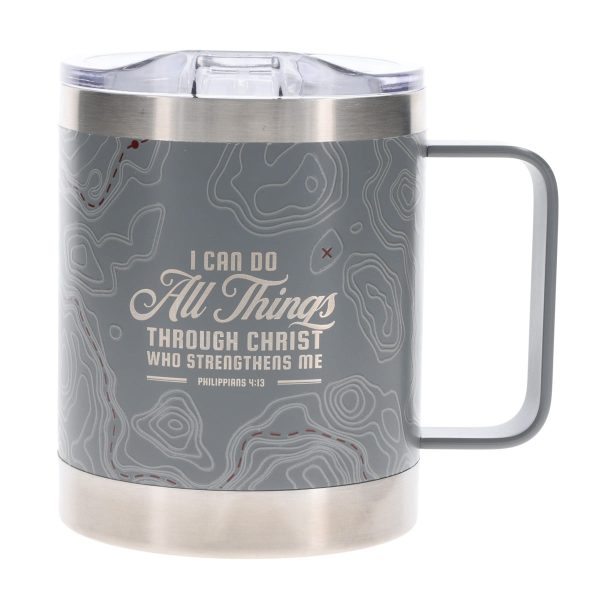 I Can Do All Things Through Christ Stainless Steel Camp Style Travel Mug - Image 1