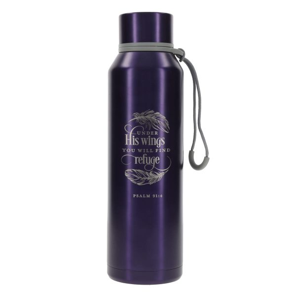 Under His Wings You Will Find Refuge Purple Stainless Steel Water Bottle - Image 7