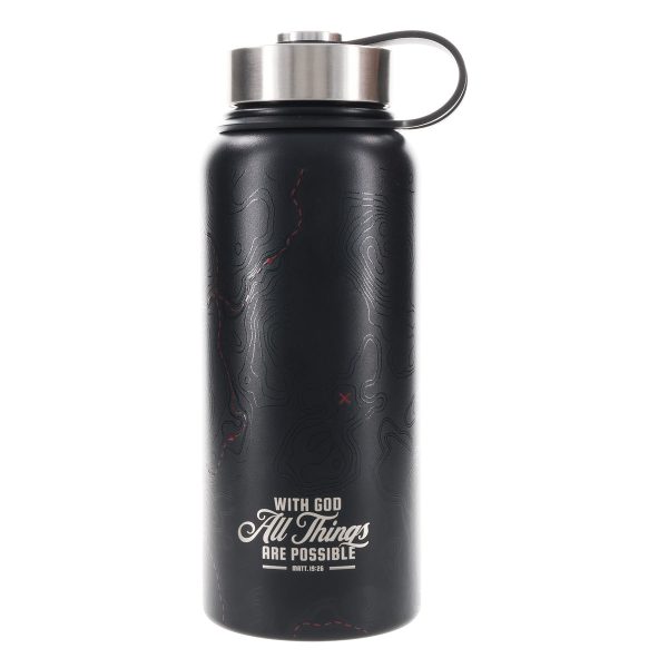 With God All Things Are Possible Black Stainless Steel Water Bottle - Image 1