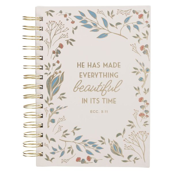 He Has Made Everything Beautiful in Its Time Ivory Floral Large Hardcover Wirebound Journal - Image 2