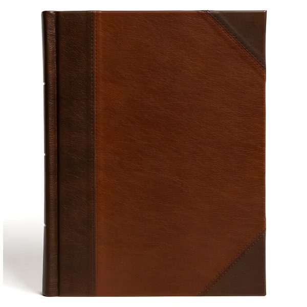 CSB Brown and Tan Imitation Leather Notetaking Bible Large Print - Image 1