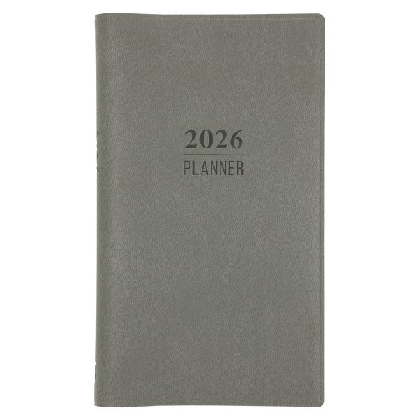 2026 Diary - 18-Month Planner and Notebook - Grey - Imitation Leather - Image 1