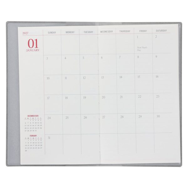 2026 Diary - 18-Month Planner and Notebook - Grey - Imitation Leather - Image 6