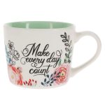 Make Every Day Count Ceramic Mug with Green Interior - Image 3
