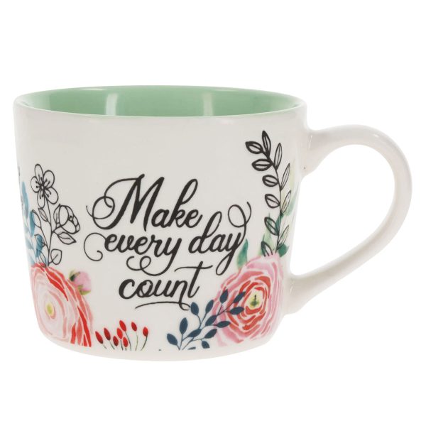 Make Every Day Count Ceramic Mug with Green Interior - Image 3