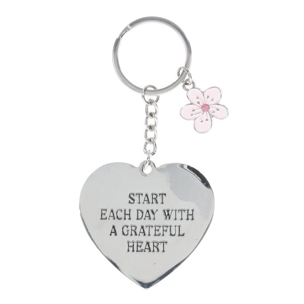 Start Each Day with a Grateful Heart Metal Key Ring with Charm - Image 6