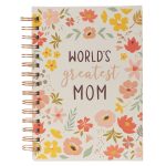 World's Greatest Mom Peach Floral Large Hardcover Wirebound Journal - Image 3
