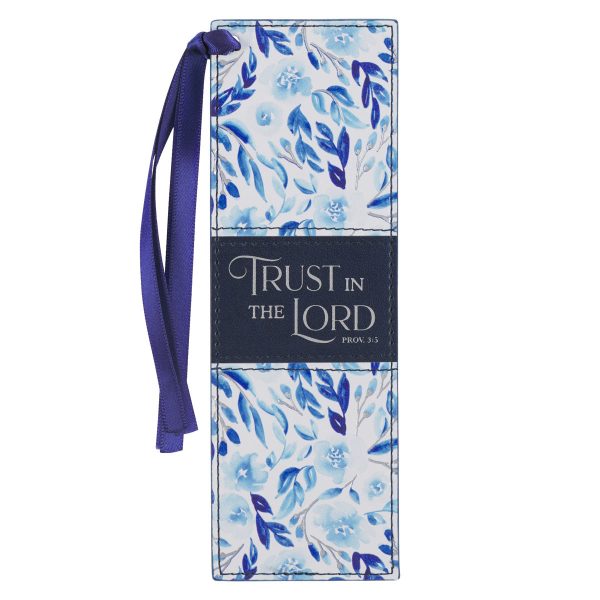 Trust in the Lord Blue Floral Faux Leather Bookmark - Image 5