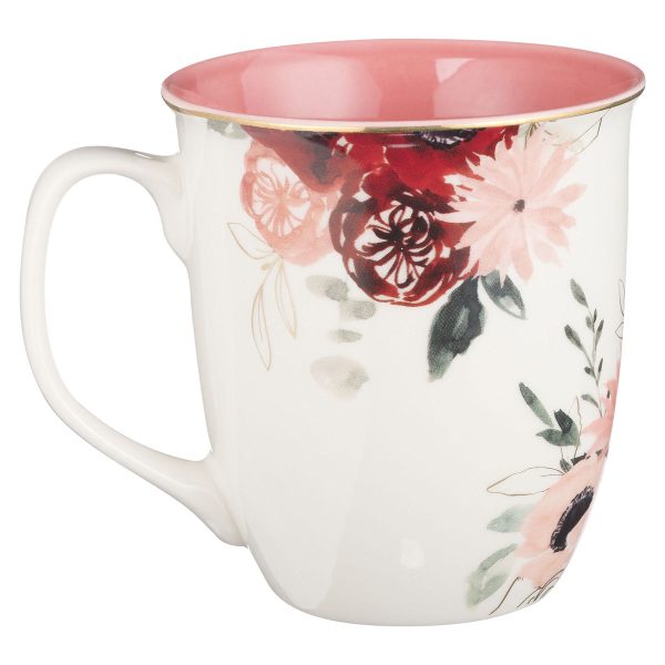 Blessed Mom Pink Floral Ceramic Mug with Pink Interior - Image 10