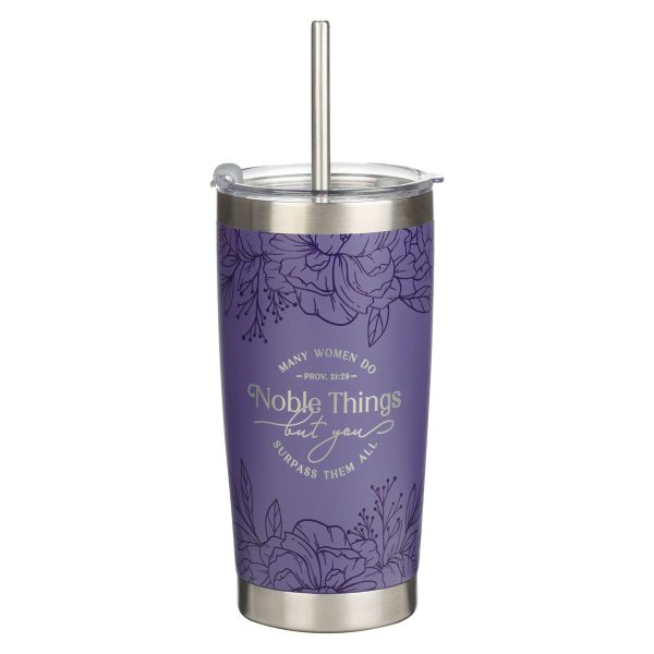 Many Women Do Noble Things But You Surpass Them All Stainless Steel Travel Mug with Straw - Image 6